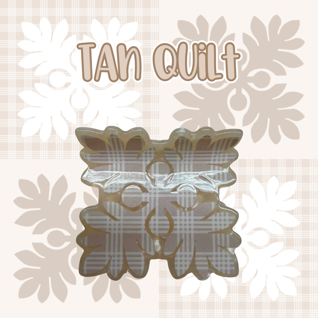 Tan Quilt Hair Clip