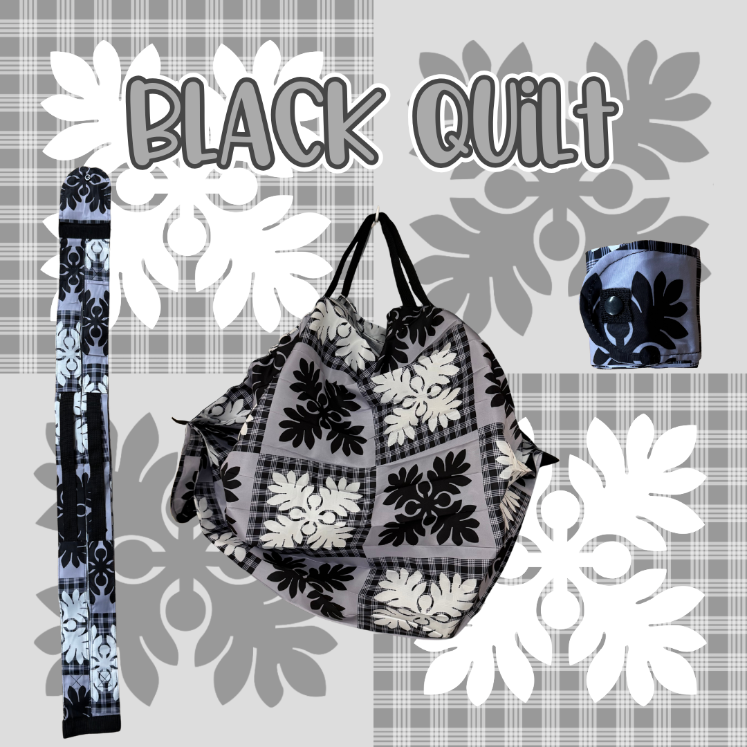 Black/Gray Quilt Accordion Reusable Bag