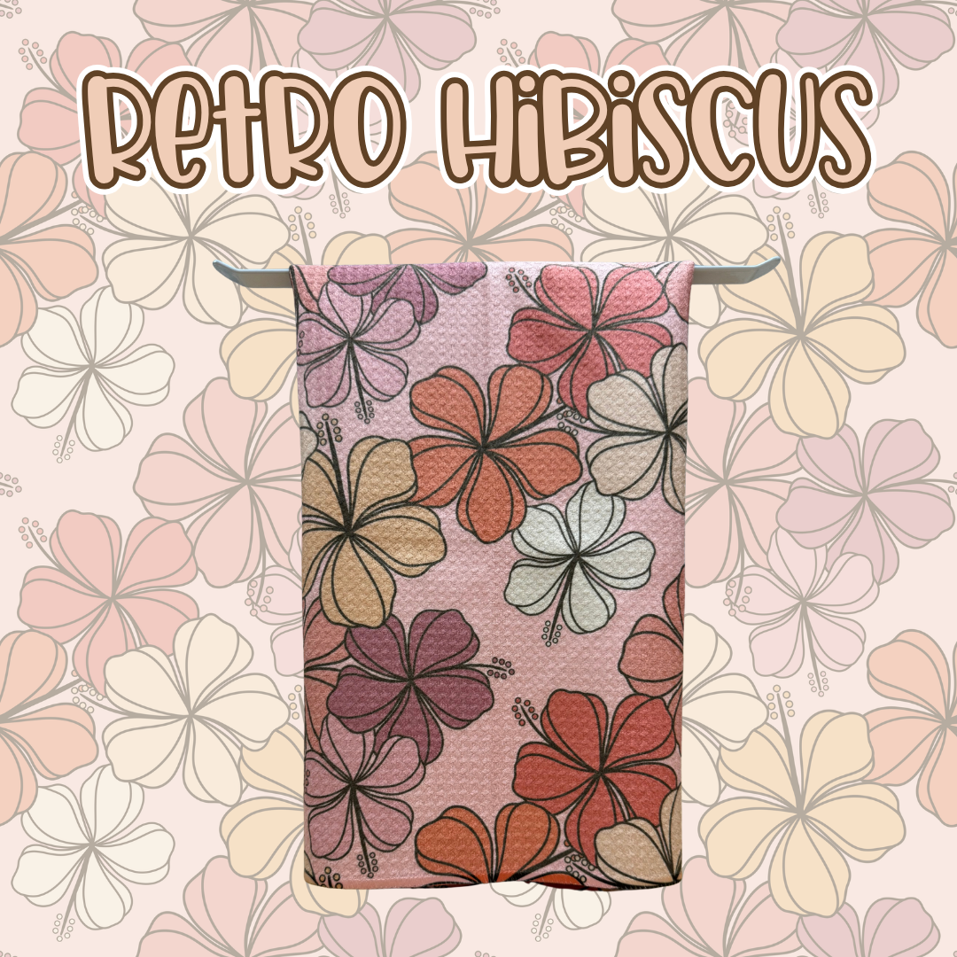 Retro Hibiscus Hand Towel