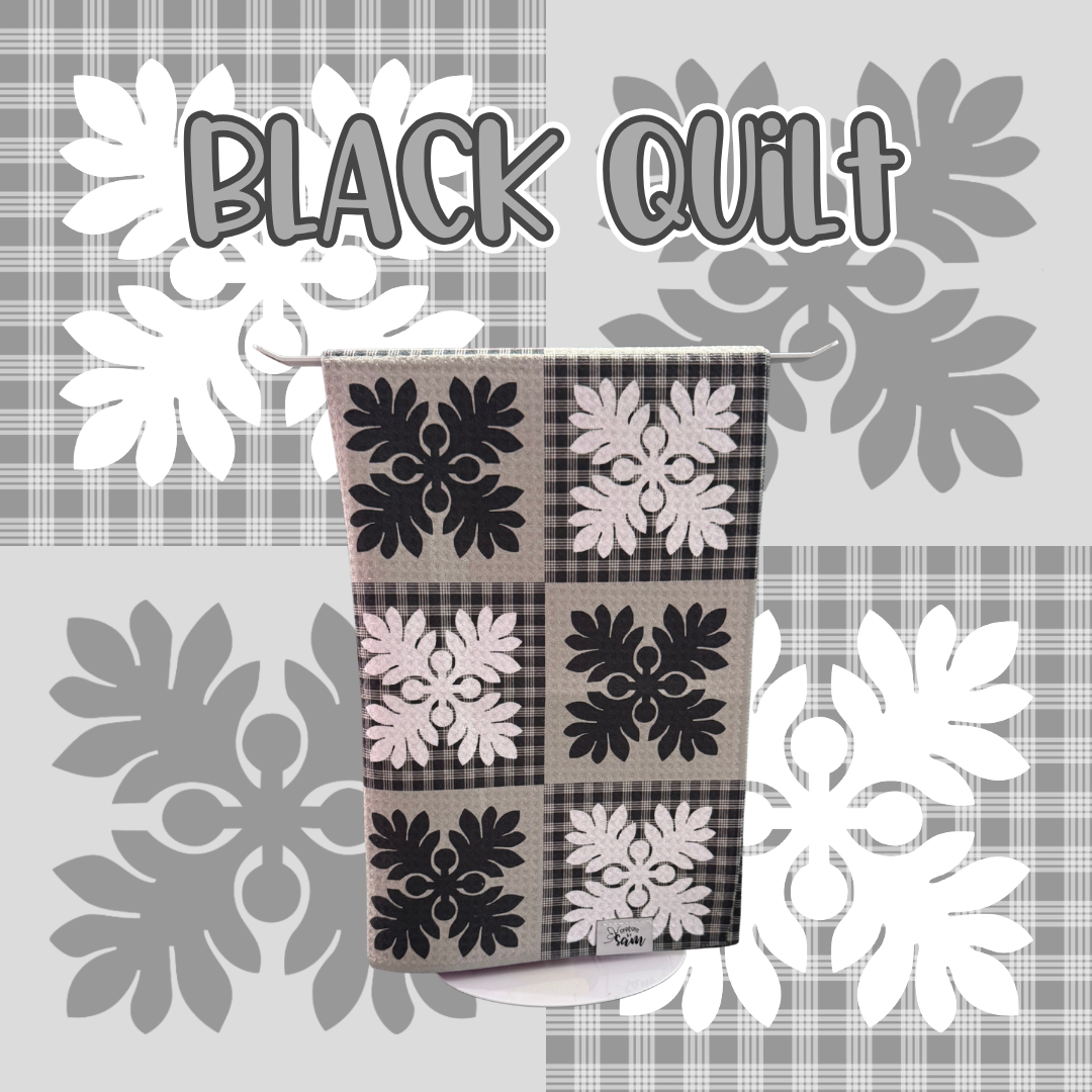 Black Quilt Hand Towel