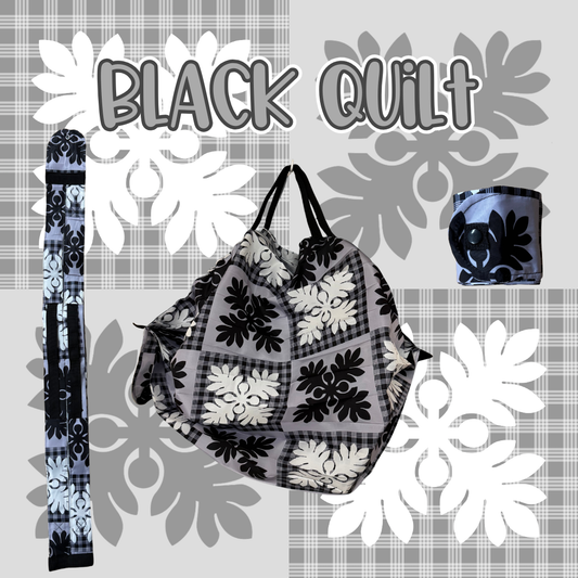 Black/Gray Quilt Accordion Reusable Bag