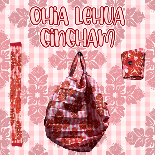 Ohia Lehua Quilt Accordion Reusable Bag