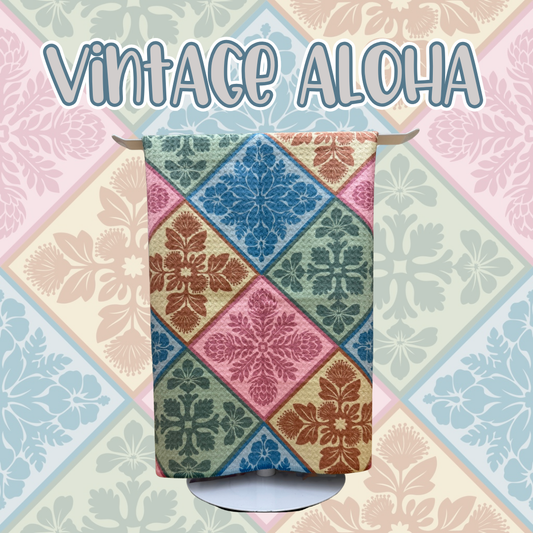 Vintage Aloha Quilt Hand Towel (teal)