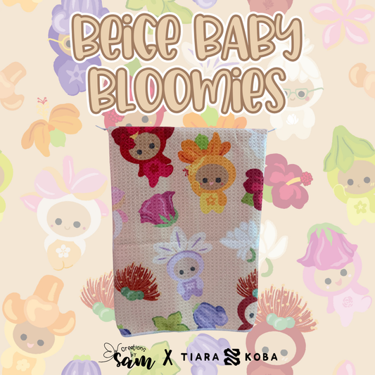 Beige Baby Bloomies Hand Towel (Creations by Sam x Tiara Koba)