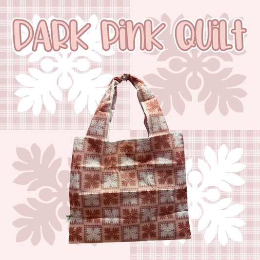 Dark Pink Quilt Reusable Bag