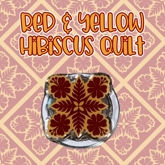 Red & Yellow Hibiscus Quilt Phone Grip