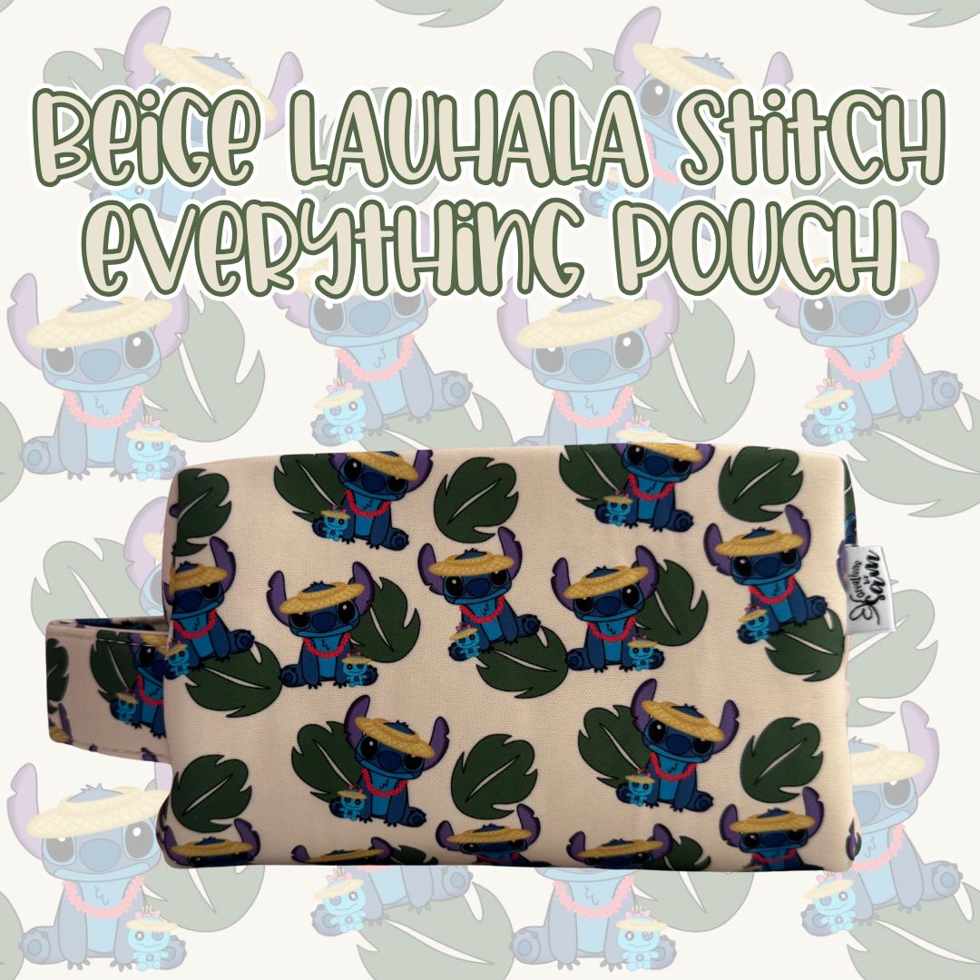 Beige Lauhala Stitch Everything Pouch