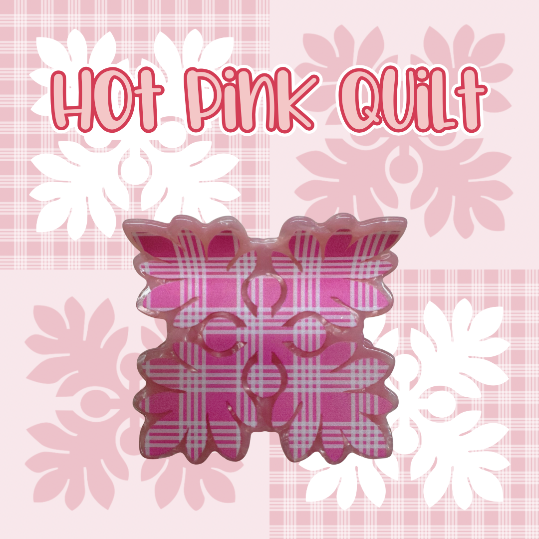 Hot Pink Quilt Hair Clip