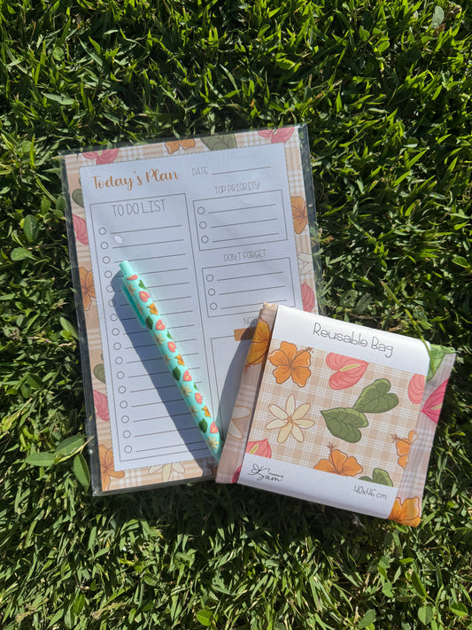 Notepad and Reusable Bag Set