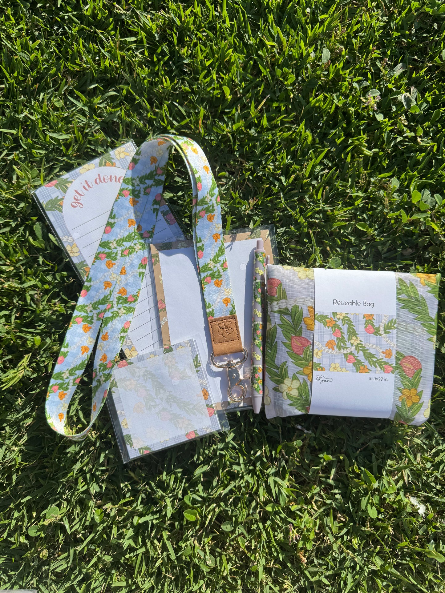 Maile Lei Lanyard and Reusable Bag Set