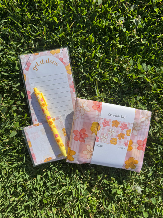 Hibiscus Notepad & Reusable Bag Set