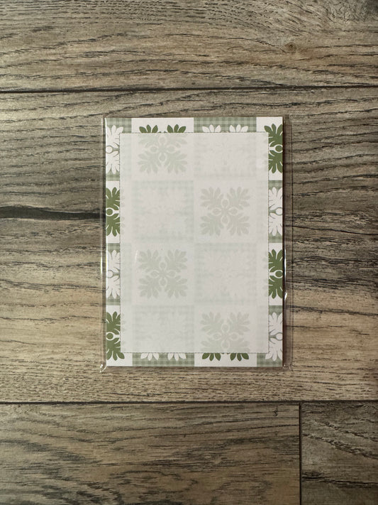 Green Hawaiian Quilt Blank Notepad