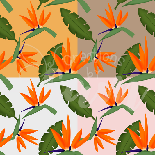 Bird of Paradise Banana Leaf Seamless Pattern