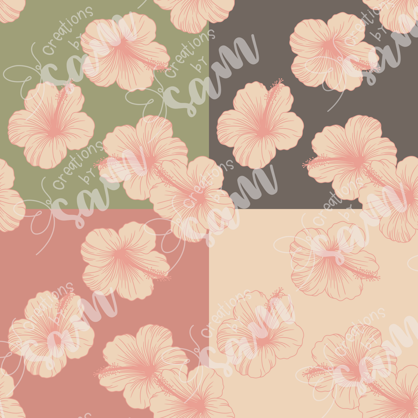 Pink Hibiscus Seamless Pattern
