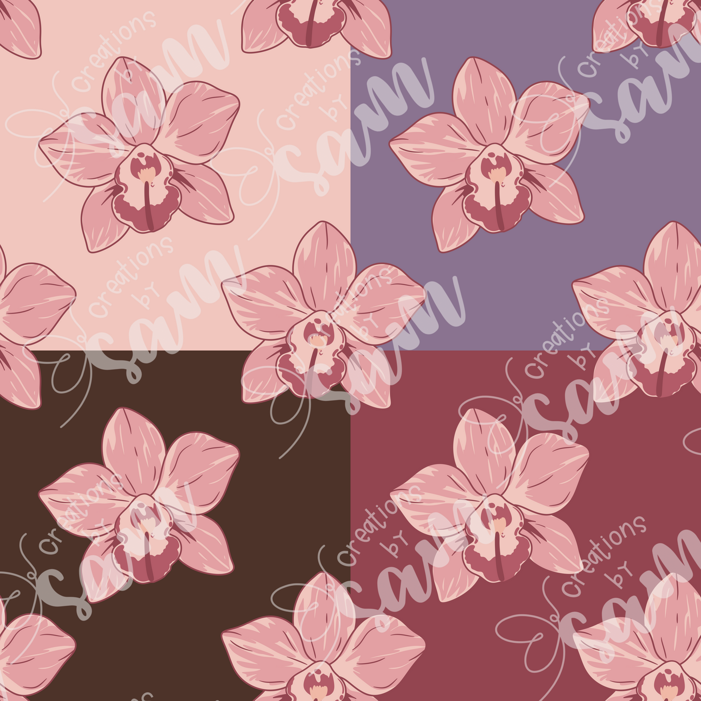 Pink Orchid Seamless Pattern
