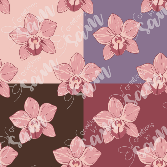 Pink Orchid Seamless Pattern