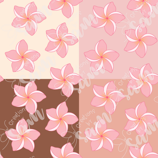 Pink Plumeria Seamless Pattern