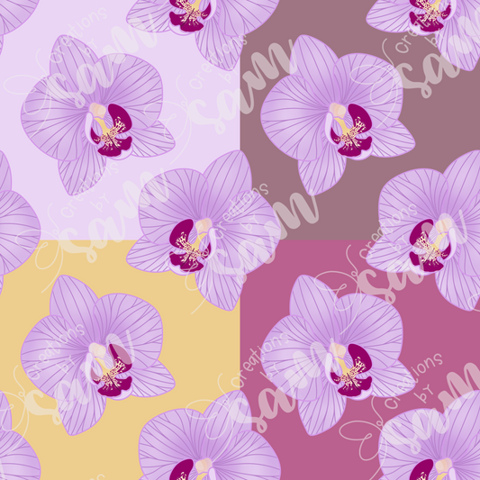 Purple Orchid Seamless Pattern