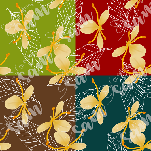 Yellow Butterfly Ginger Seamless Pattern